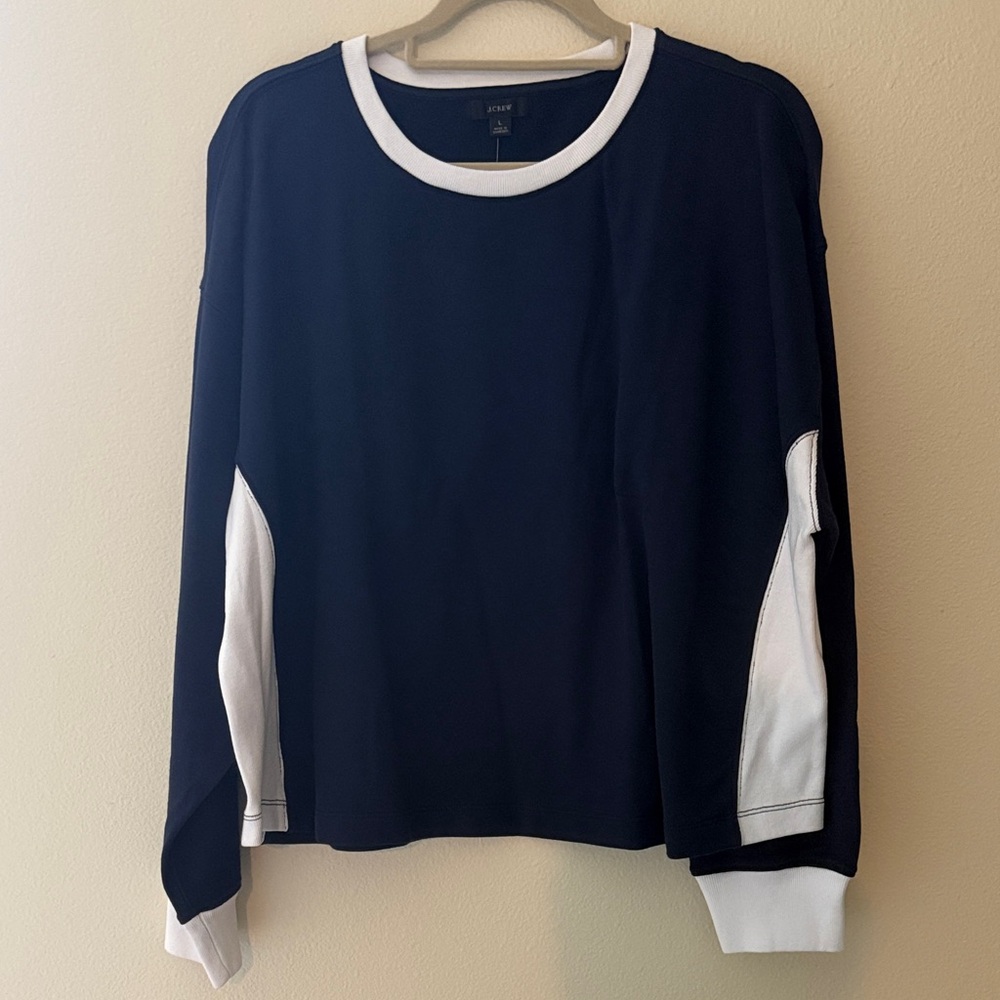 J. Crew Navy and White Sweatshirt